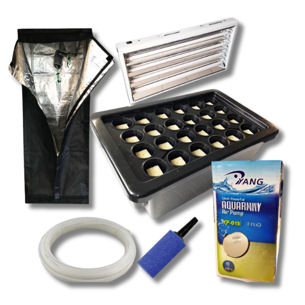 24 Pot Aeroponics System with T5 Mirror Shade Light & 60x60x160cm Grow Tent-Off Grid Living Supplies