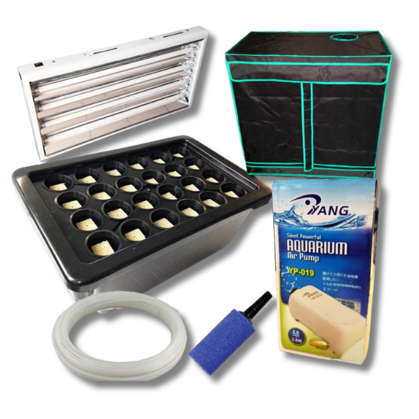 24 Pot Aeroponics System with T5 Mirror Shade Light & 80x45x80cm Grow Tent-Off Grid Living Supplies