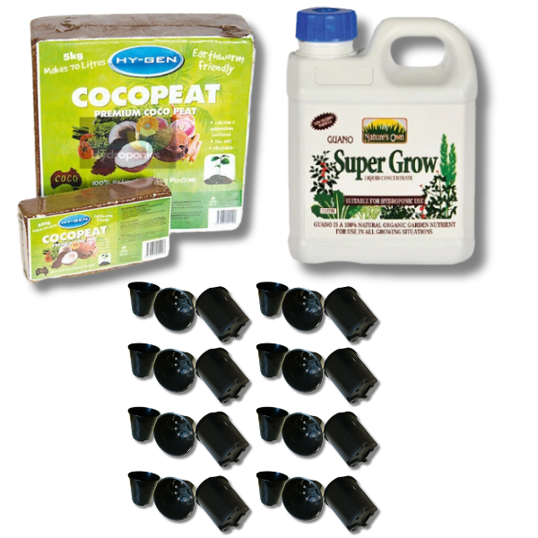 24 Pot Seedling and Cloning Kit with Organic Nutrients and 5kg Coco Media - Hygen-Off Grid Living Supplies