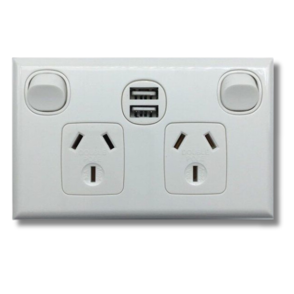 240V 10A Double power point & 2.1A Usb Double Pole-Off Grid Living Supplies Australia