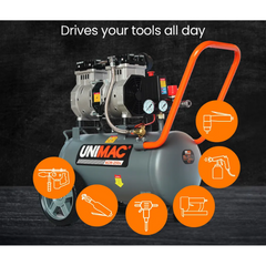 24L 1.5HP Silent Oil-Free Portable Electric Air Compressor