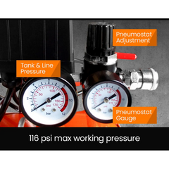 24L 2HP Portable Electric Air Compressor with Direct Drive & 2 Couplers