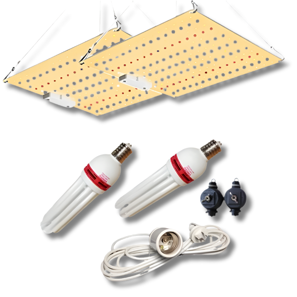 25000K CFL + Dual CFL + 2x 50W LED Panel Grow Light Kit-Off Grid Living Supplies