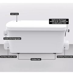 2 Inlet Grey Water Macerator Pump for Bathroom Fixtures / Shower / Basin / Bath