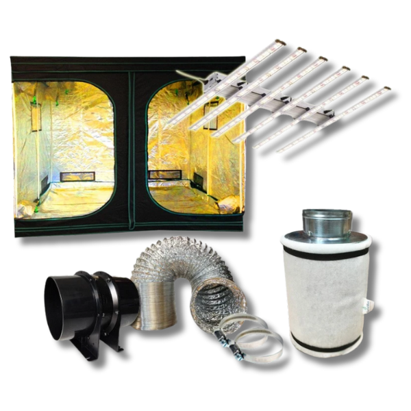 2.4x2.4x2m Grow Tent with Model X 720W LED Light and 6 Inch Carbon Filter Ventilation Kit-Off Grid Living Supplies