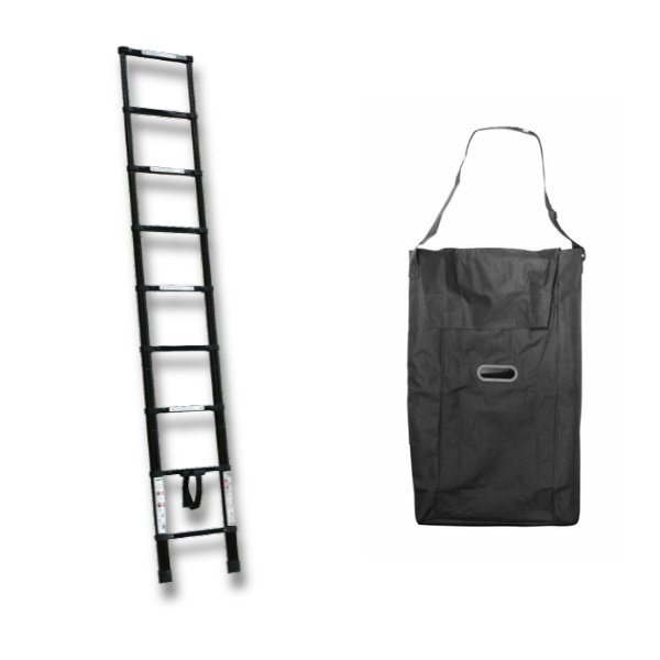 2.6m Foldable Telescopic Ladder + Carry Bag Black-Off Grid Living Supplies Australia