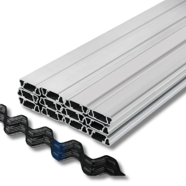 2m Greenhouse Aluminium Spring Lock U-Channel & Wiggle Wire - Pack of 40