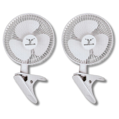 2x 150mm Two Speed Quiet Clip Fans for Desk or Clamp Mount-Off Grid Living Supplies