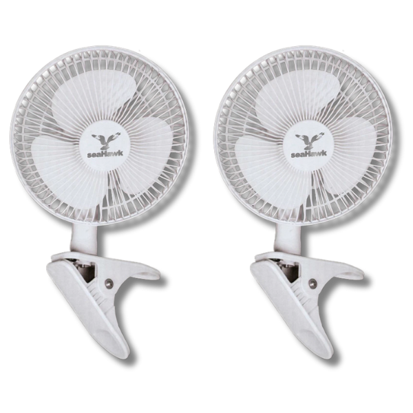 2x 150mm Two Speed Quiet Clip Fans for Desk or Clamp Mount-Off Grid Living Supplies
