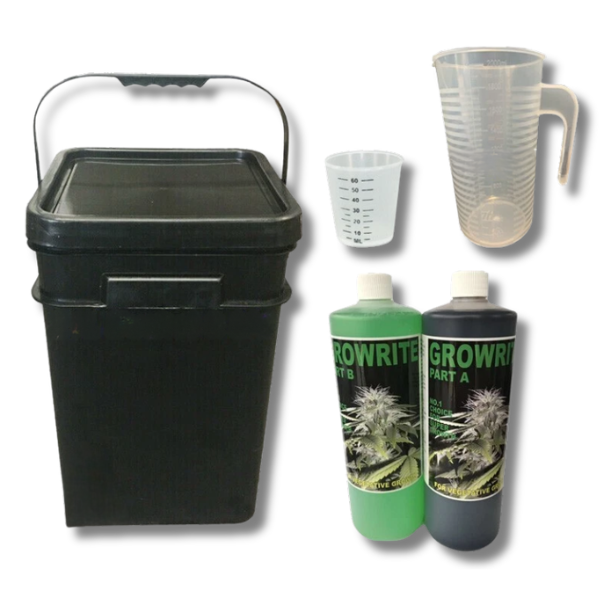 2x 1L A&B Growth Nutrient Diluting Kit with 21L Bucket & 2L Jug - Growrite-Off Grid Living Supplies