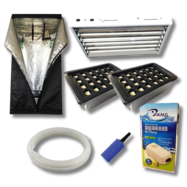 2x 24 Pot Aeroponics Systems with T5 6500K Mirror Shade Lights & 1.2m Grow Tent-Off Grid Living Supplies