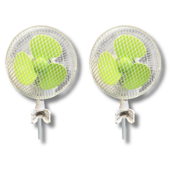 2x 25W Oscillating Clip Fans for Pole or Desk Cooling-Off Grid Living Supplies