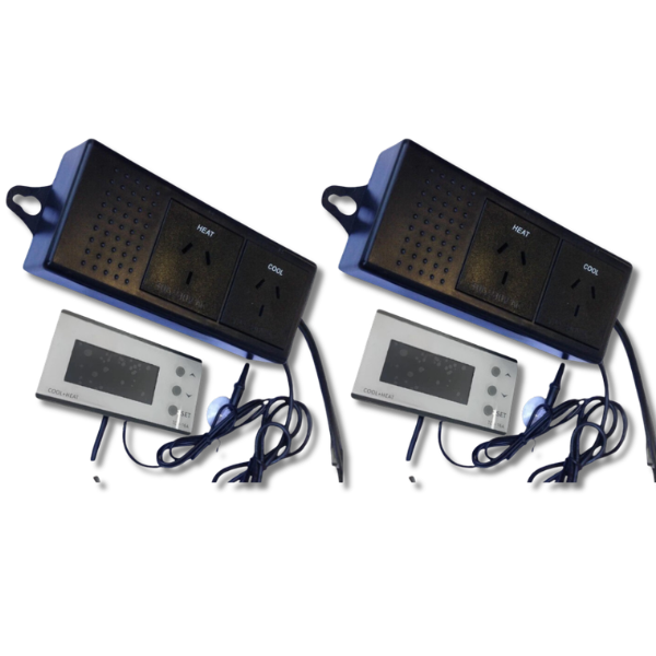 2x Digital Thermostat Temperature Controller for Heater & Fan in Hydroponic Grow Tents-Off Grid Living Supplies