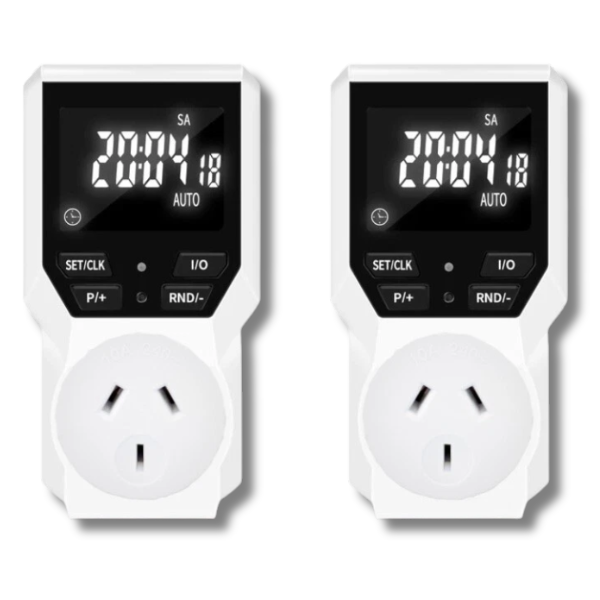 2x Digital Timer AU Plug with Random Function for Hydroponics-Off Grid Living Supplies