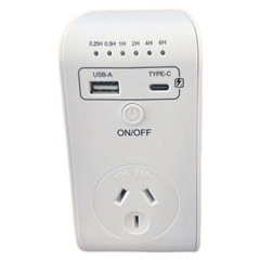 2x Wall Power Socket with USB Type C Countdown Timer Switch Safety Control-Off Grid Living Supplies