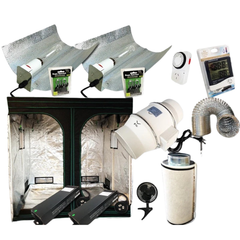 2x600W Dimmable Lighting 2x2m Grow Tent Fan Filter Hydroponics System-Off Grid Living Supplies