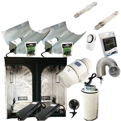 2x600W Dimmable Lighting 2x2m Grow Tent Fan Filter Hydroponics System-Off Grid Living Supplies