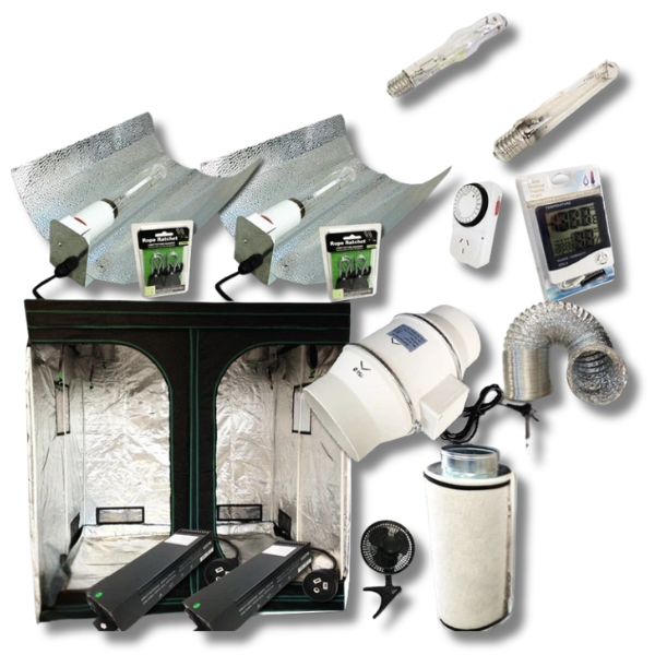 2x600W Dimmable Lighting 2x2m Grow Tent Fan Filter Hydroponics System-Off Grid Living Supplies