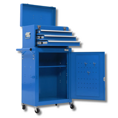 3 Drawer Tool Chest with 1-Door Toolbox Garage Organiser Set - Blue-Off Grid Living Supplies Australia