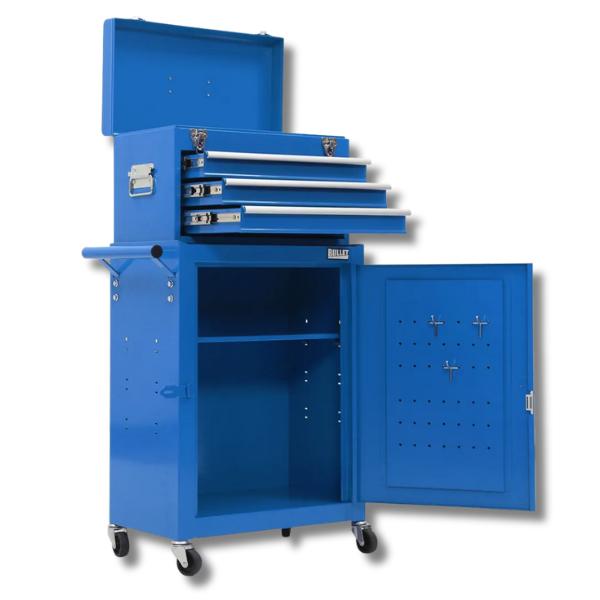3 Drawer Tool Chest with 1-Door Toolbox Garage Organiser Set - Blue-Off Grid Living Supplies Australia