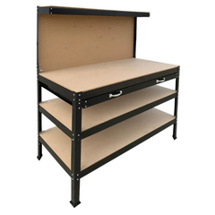3-Layer Work Bench with Tool Shelf - Black-Off Grid Living Supplies Australia