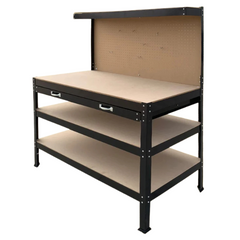 3-Layer Work Bench with Tool Shelf - Black-Off Grid Living Supplies Australia