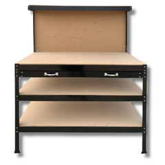 3-Layer Work Bench with Tool Shelf - Black-Off Grid Living Supplies Australia