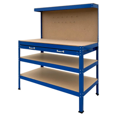3-Layer Work Bench with Tool Shelf - Blue-Off Grid Living Supplies Australia