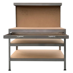 3-Layer Work Bench with Tool Shelf - Silver-Off Grid Living Supplies Australia