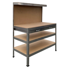 3-Layer Work Bench with Tool Shelf - Silver-Off Grid Living Supplies Australia