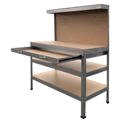 3-Layer Work Bench with Tool Shelf - Silver-Off Grid Living Supplies Australia
