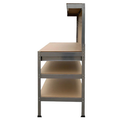 3-Layer Work Bench with Tool Shelf - Silver-Off Grid Living Supplies Australia