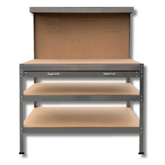3-Layer Work Bench with Tool Shelf - Silver-Off Grid Living Supplies Australia