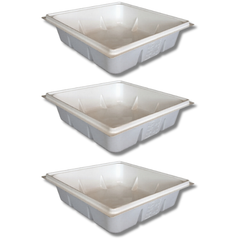 3 Pack Flood Drain Trays 1150x1150x310mm Hydroponic Plant Grow Bed Nursery - White-Off Grid Living Supplies