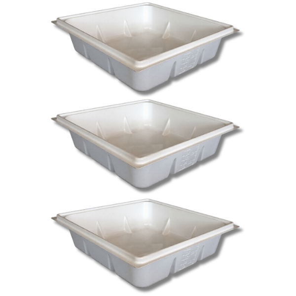 3 Pack Flood Drain Trays 1150x1150x310mm Hydroponic Plant Grow Bed Nursery - White-Off Grid Living Supplies