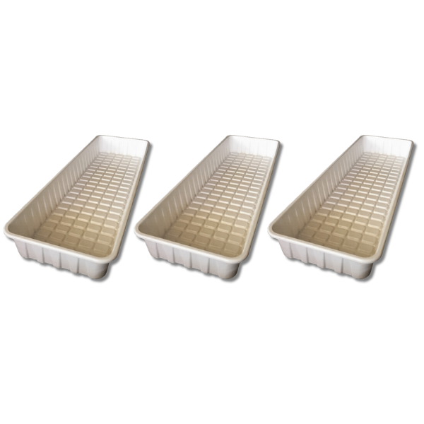 3 Pack Flood Drain Trays 1533x500x170mm Hydroponic Plant Grow Bed Nursery - White-Off Grid Living Supplies
