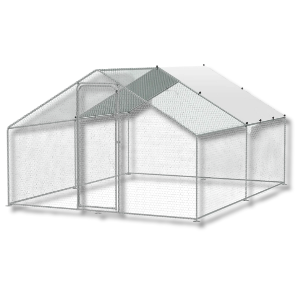 3 x 4 x 2m Metal Chicken Coop Walk-In Run with Waterproof Cover-Off Grid Living Supplies Australia