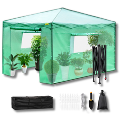 3.66m x 2.44m Walk-In Greenhouse Pop-Up with Roll-Up Doors & Windows - Portable Design-Off Grid Living Supplies