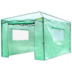 3.66m x 2.44m Walk-In Greenhouse Pop-Up with Roll-Up Doors & Windows - Portable Design-Off Grid Living Supplies