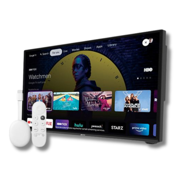 32 Inch TV Includes Chromecast With Google TV 12 / 24V For Caravan & RVs-Off Grid Living Supplies Australia