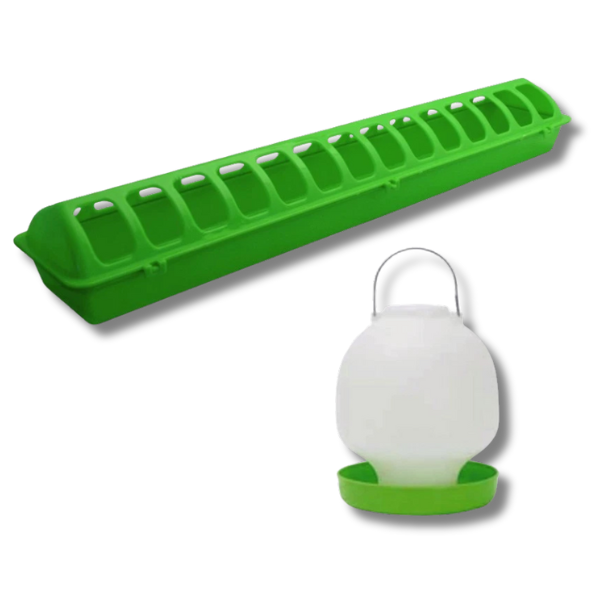 33cm Crown Plastic Chicken Feeder & 4L Drinker Set-Off Grid Living Supplies Australia