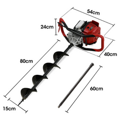 38cc 4-Stroke Petrol Post Hole Digger with 150mm Auger & 600mm Extension Shaft