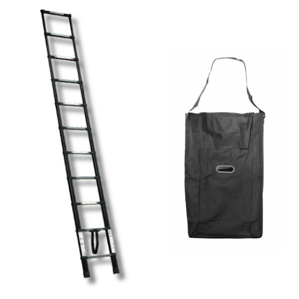 3.2m Foldable Telescopic Ladder + Carry Bag Black-Off Grid Living Supplies Australia