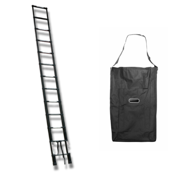 3.8m Foldable Telescopic Ladder + Carry Bag Black-Off Grid Living Supplies Australia
