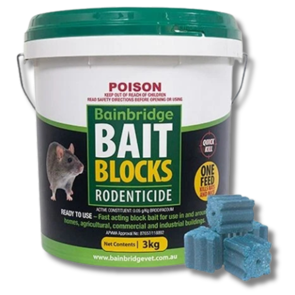 3kg Mouse, Rat & Rodent Bait Blocks - Bainbridge-Off Grid Living Supplies Australia