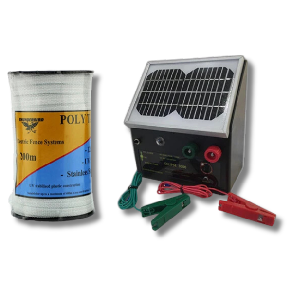 3km Solar Electric Fence Energiser with 200m Tape - Thunderbird-Off Grid Living Supplies Australia