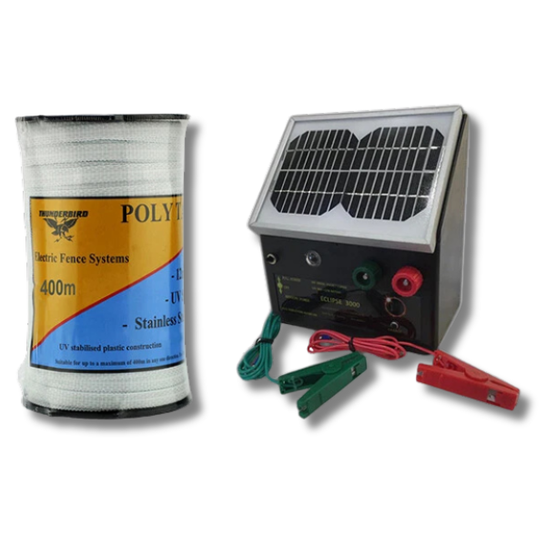 3km Solar Electric Fence Energiser with 400m Tape Ribbon - Thunderbird-Off Grid Living Supplies Australia