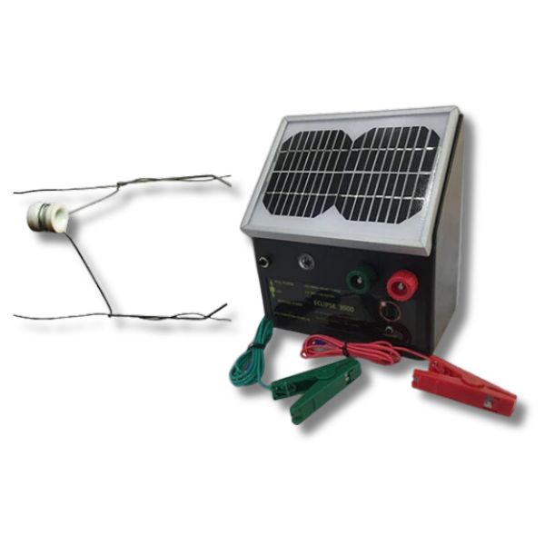 3km Solar Electric Fence Energiser with Wire & Porcelain Offset Insulators - Thunderbird-Off Grid Living Supplies Australia