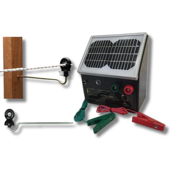 3km Solar Electric Fence Energiser with Wood Post Offsets - Thunderbird-Off Grid Living Supplies Australia