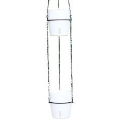 3pcs Double-Level Hanging PP Plastic Self-Watering Flower Pots A607-Off Grid Living Supplies